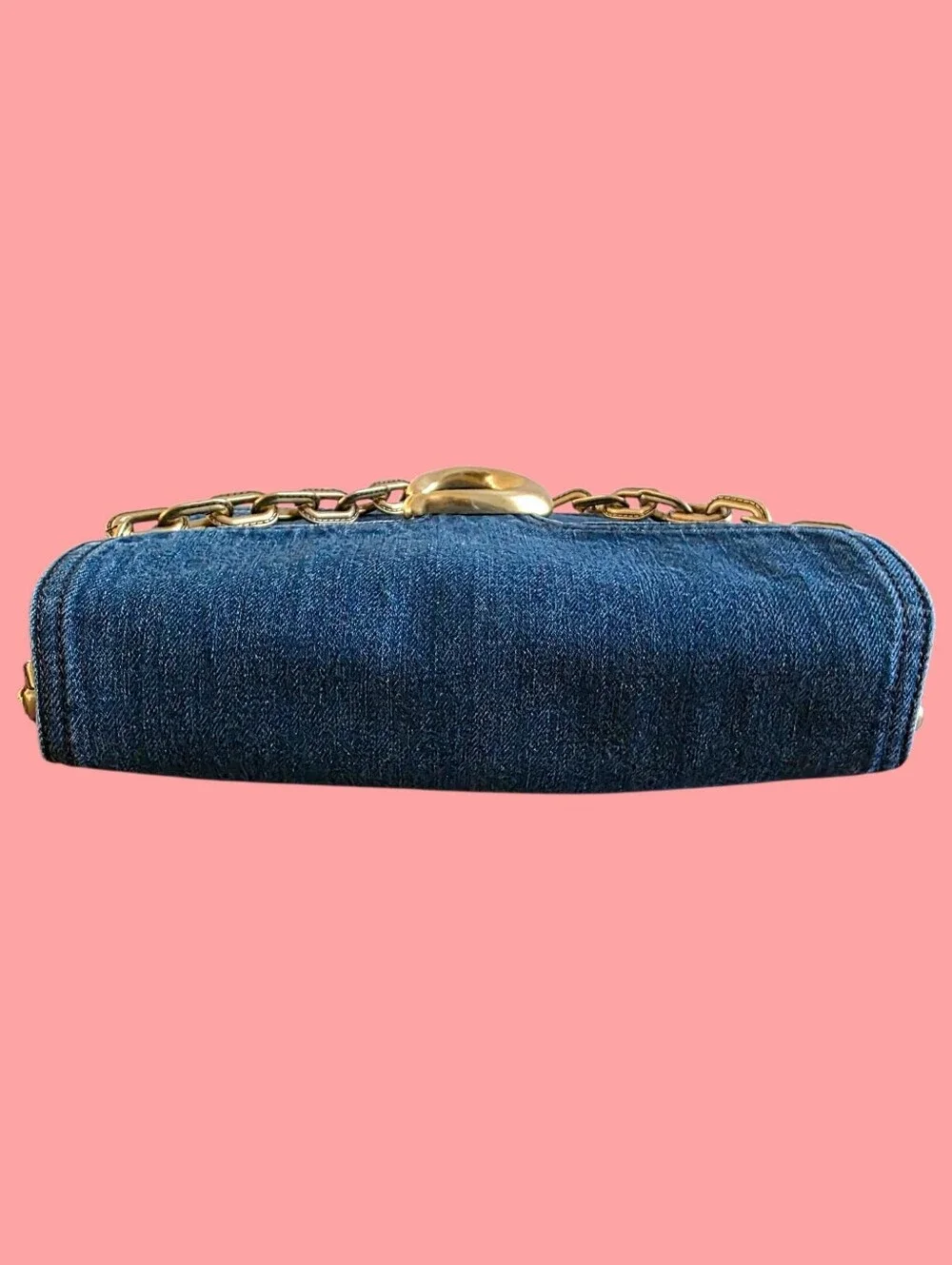 COACH Chain Tabby Denim Shoulder Bag Deep Blue Jean Wash NEW